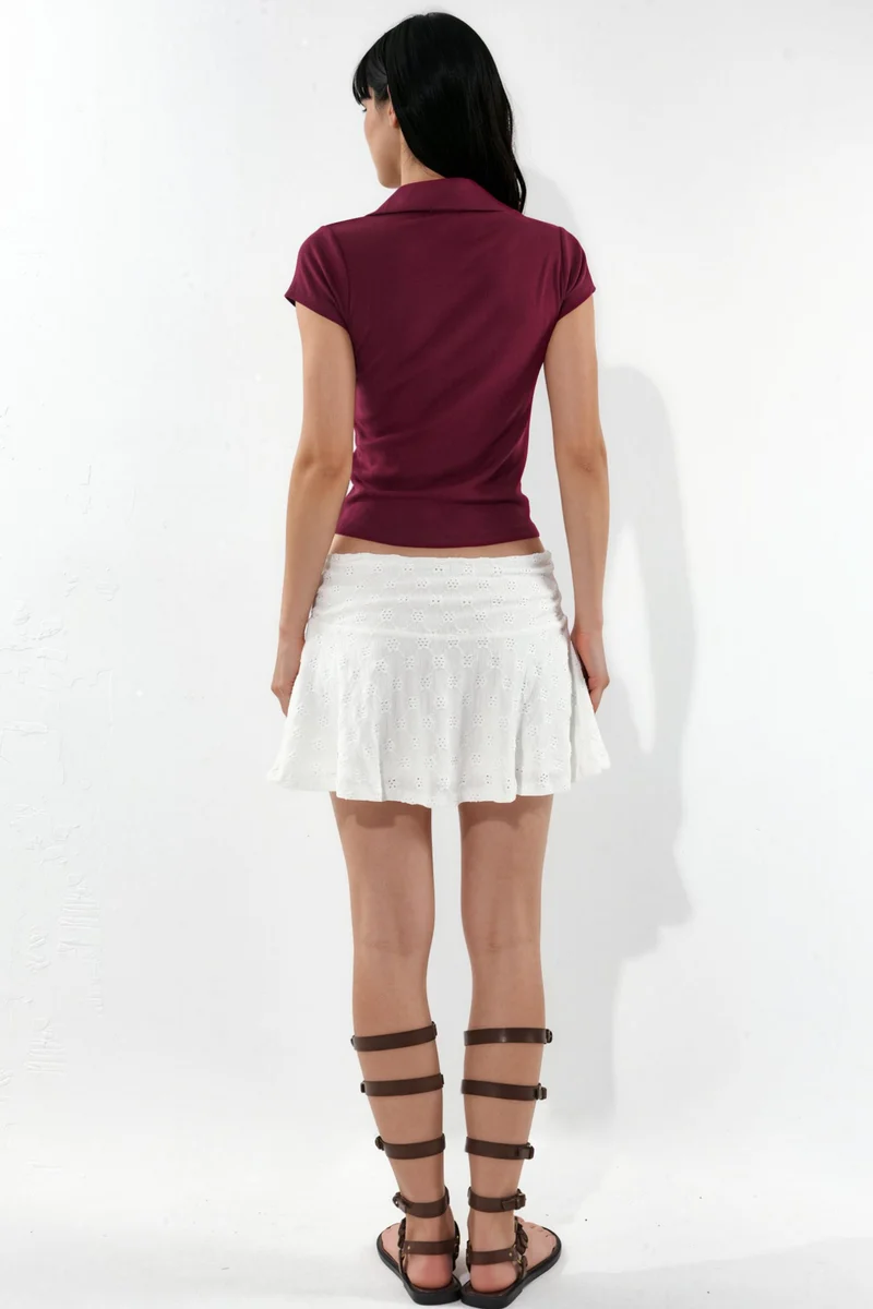 Busem White BUSEM Textured High-waist Mini Skirt for Women | Best Price UAE