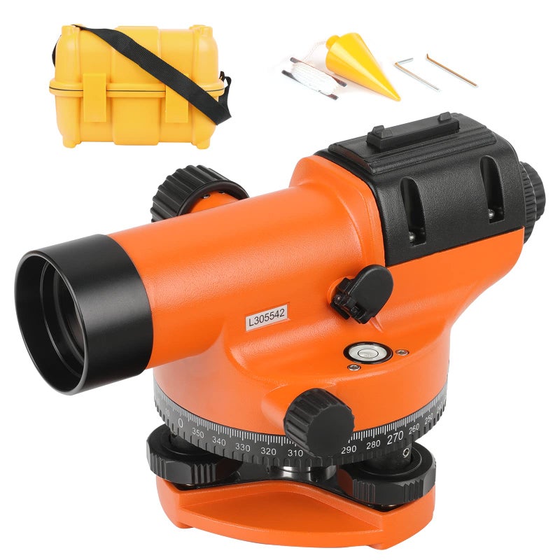 Automatic Optical Level 32X with SelfLeveling Magnetic Dampened Compensator and Transport Lock HeightDistanceAngle Measuring Tool 393Ft of 310 at 100Ft Leveling Accuracy IP54 Waterproof