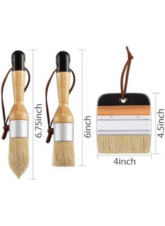 MOXO 3 Chalk and Wax t Brushes Oval Brush for Acrylic ting Bristle Stencil Brushes for Wood Furniture Home Decor, Including Flat Pointed and Round Chalked t Brushes  - Image 2