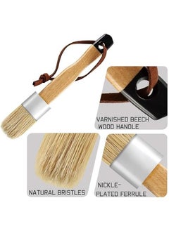 MOXO 3 Chalk and Wax t Brushes Oval Brush for Acrylic ting Bristle Stencil Brushes for Wood Furniture Home Decor, Including Flat Pointed and Round Chalked t Brushes  - Image 3