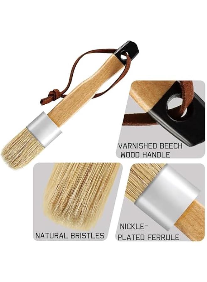 MOXO 3 Chalk and Wax t Brushes Oval Brush for Acrylic ting Bristle Stencil Brushes for Wood Furniture Home Decor, Including Flat Pointed and Round Chalked t Brushes - Image 3
