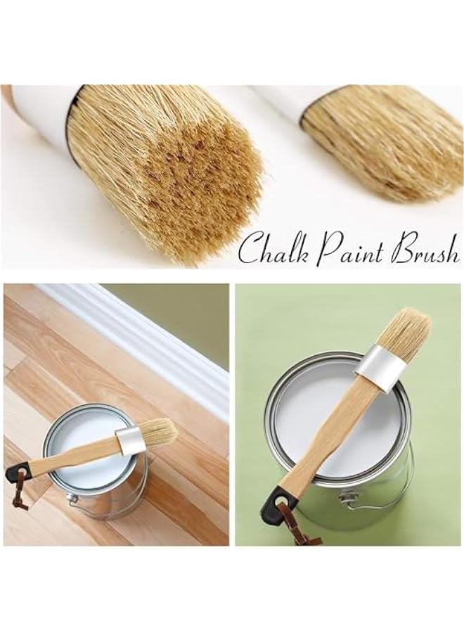 MOXO 3 Chalk and Wax t Brushes Oval Brush for Acrylic ting Bristle Stencil Brushes for Wood Furniture Home Decor, Including Flat Pointed and Round Chalked t Brushes - Image 4