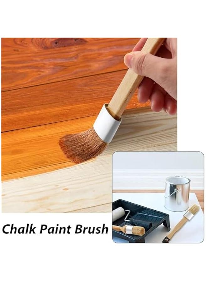 MOXO 3 Chalk and Wax t Brushes Oval Brush for Acrylic ting Bristle Stencil Brushes for Wood Furniture Home Decor, Including Flat Pointed and Round Chalked t Brushes - Image 5