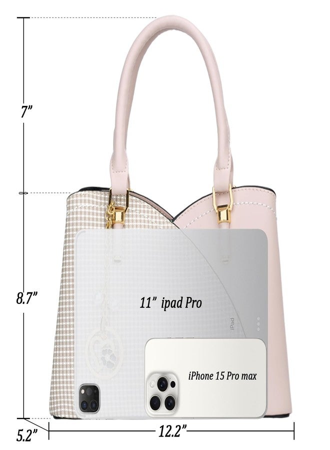 KKXIU Triple Compartments Purses and Handbags for Women Fashion Ladies Satchel Shoulder Top Handle Bag (1-Pink) - Image 5