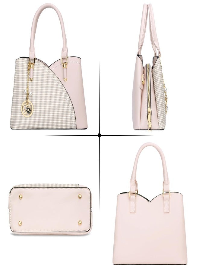 KKXIU Triple Compartments Purses and Handbags for Women Fashion Ladies Satchel Shoulder Top Handle Bag (1-Pink) - Image 3