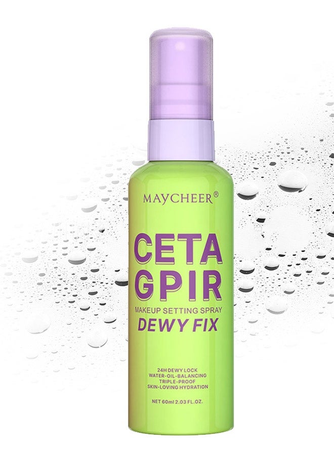 مايتشير بخاخ تثبيت المكياج الندي، بخاخ تثبيت مكياج طويل الأمد لمدة 12 ساعة، بخاخ مرطب للتحكم في الدهون للوجه، بخاخ مقاوم للماء لمظهر طبيعي، 60 مل - Image 1