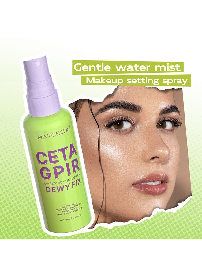 مايتشير بخاخ تثبيت المكياج الندي، بخاخ تثبيت مكياج طويل الأمد لمدة 12 ساعة، بخاخ مرطب للتحكم في الدهون للوجه، بخاخ مقاوم للماء لمظهر طبيعي، 60 مل - Image 2