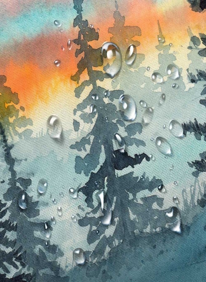 MERCHR Watercolor Forest Camper RV Shower Curtain for Travel Trailers Bathroom, Blue and Grey Woodland Tree Country Camping Fabric Shower Curtains Set, Natural Landscape Decor Accessories with Hooks 47X64 - Image 4