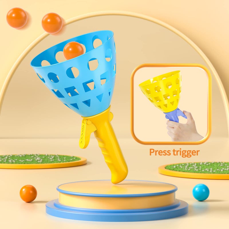 TEMI Pop Pass Catch Ball Game with 4 Catch Launcher Baskets and 20 Balls, Beach Toys Backyard Outdoor Indoor Game Age 3 4 5 6 7 8 9 10+ Years Old Boys Girls Kids Adults Family Christmas Easter Gifts - Image 3