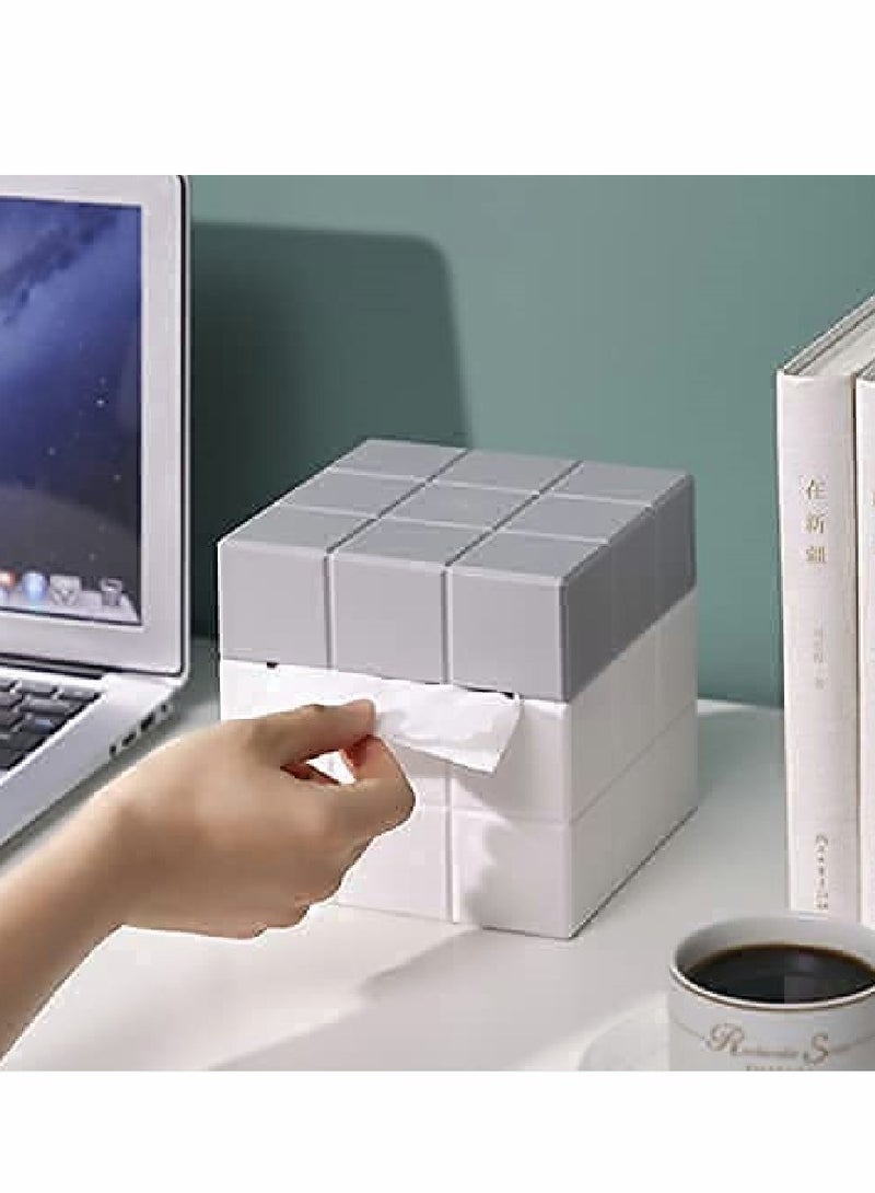 Square Plastic Tissue Dispenser, Stylish Holder for Home and Office, Versatile Magic Cube Design - Image 1