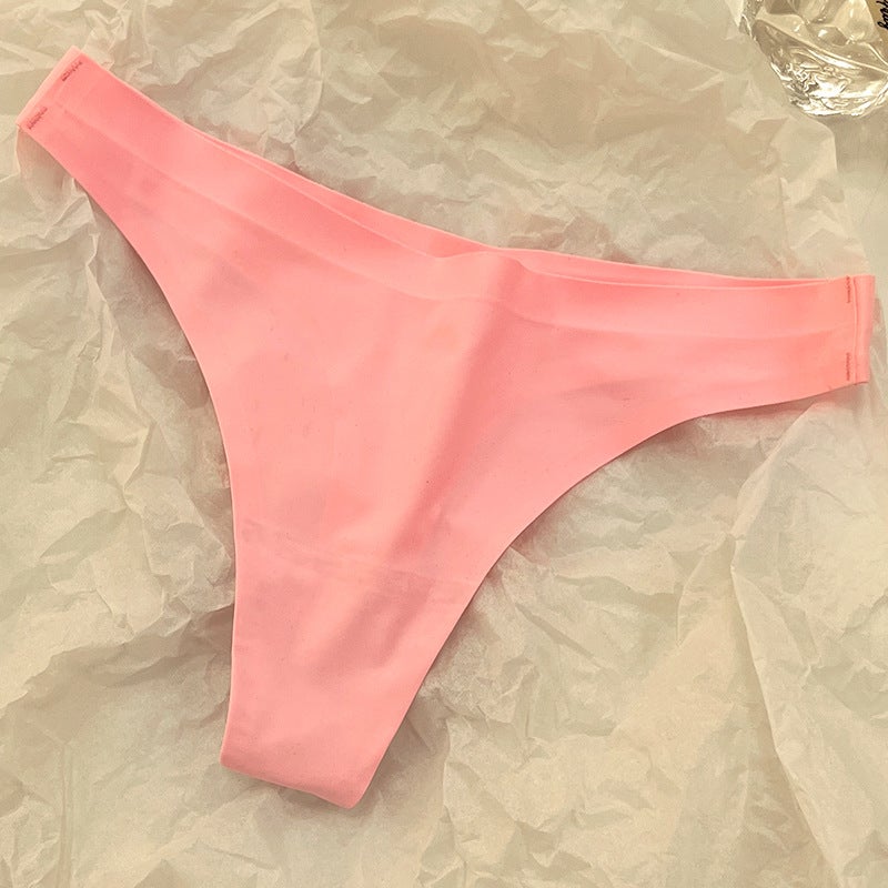 Seamless Ice Silk Underwear For Women, Low-Waisted Thin Breathable Cotton Crotch Women'S Triangle Thong Sale - Image 1