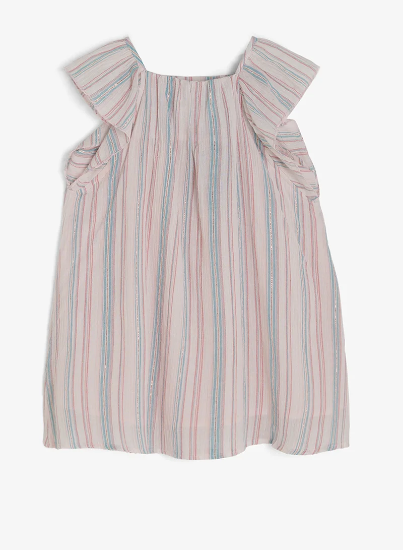 ريبلز مع نمشي Girls Ruffle Sleeves Striped Dress