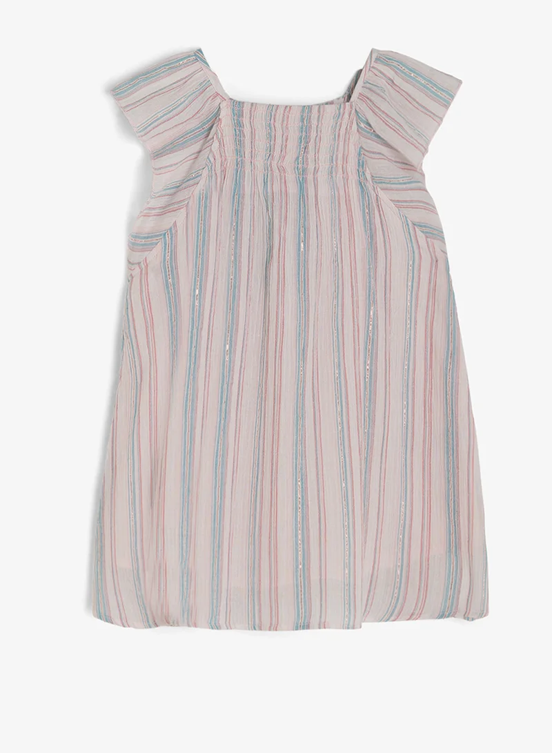 ريبلز مع نمشي Girls Ruffle Sleeves Striped Dress