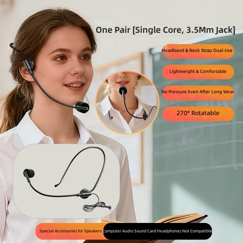 SOAIY S538 Universal Wired Ear-Microphone with Rotating Neck-Hanging Design