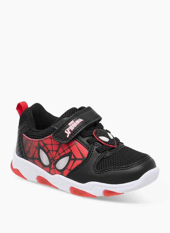 MARVEL Boys Spider-Man Print Light-Up Sneakers with Hook and Loop Closure
