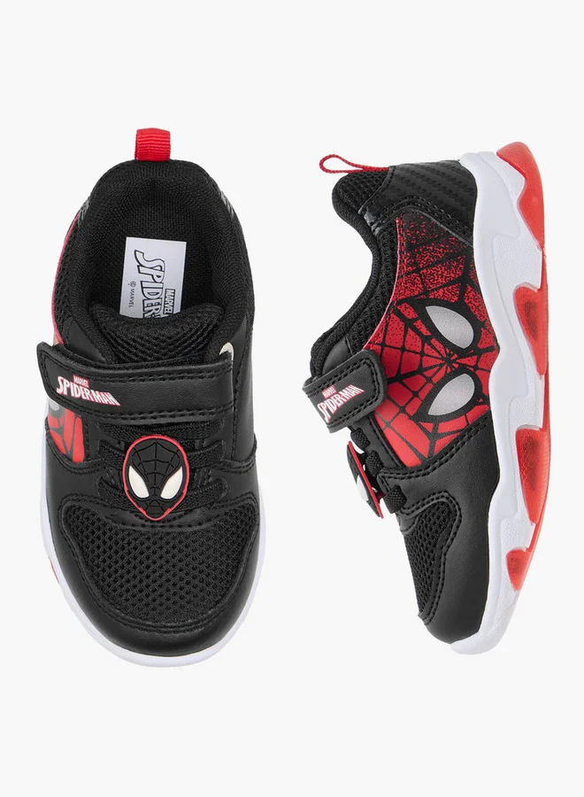 MARVEL Boys Spider-Man Print Light-Up Sneakers with Hook and Loop Closure