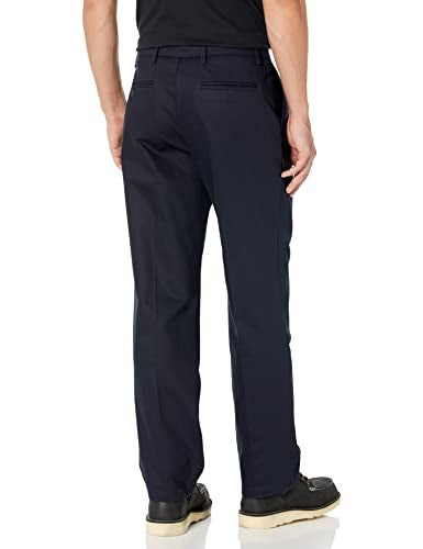 Dockers Men's Classic Fit Signature Khaki Lux Cotton Stretch Pants - Pleated (Regular and Big & Tall), Dockers Navy, 33W x 30L - Image 2