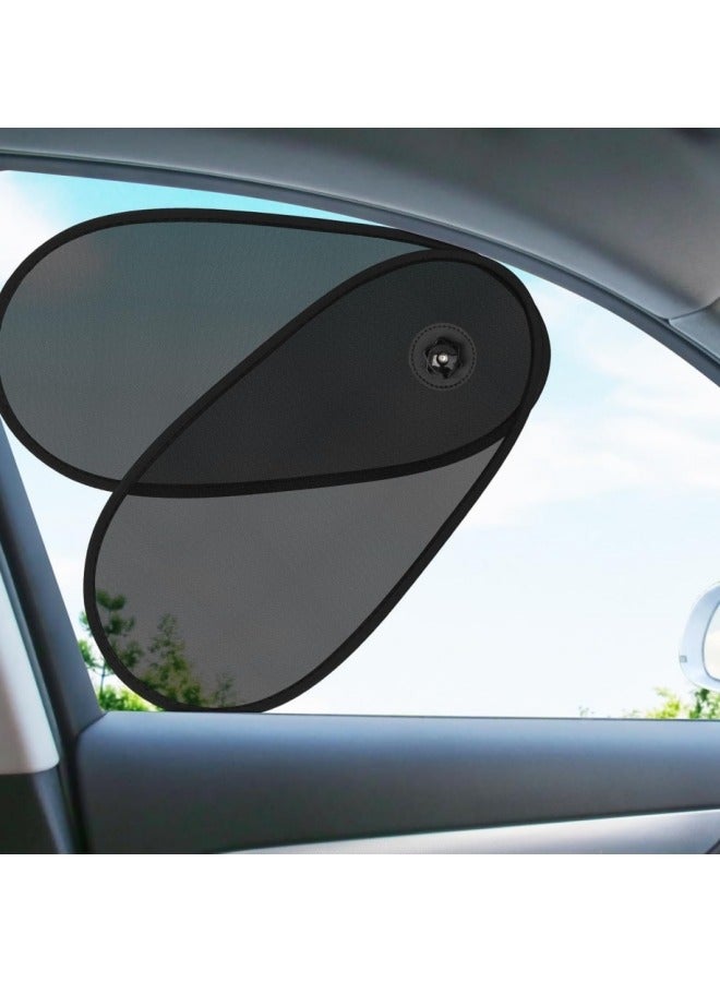 مظلات شمسية قابلة للتعديل وقابلة للدوران 360 درجة لنوافذ السيارات، تحجب 99% من الأشعة فوق البنفسجية وتقلل من الوهج، مظلة شمسية شبكية مزودة بكؤوس شفط قوية، مظلة شمسية لنوافذ السيارات للأطفال، تناسب جميع النوافذ الجانبية (الأمامية والخلفية)، تناسب معظم السيارات، سيارات الدفع الرباعي، الشاحنات الصغيرة، الشاحنات، سيارات MPV - Image 1