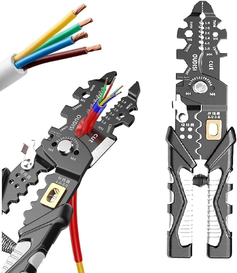 RECLUSE RECLUSE Professional Electrician Pliers 25in1 Multifunctional Wire Stripper Crimper Cutter 6 In 1 Cable Looping Stainless Steel Mini pocket Repair Tool For Crimping Wire Looping with Security Locks  - Image 1