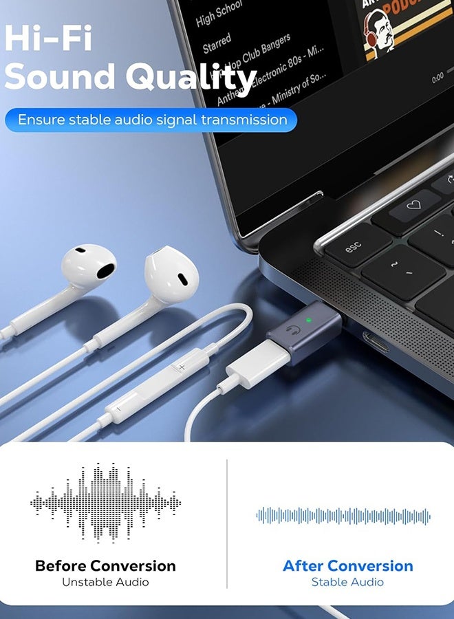 يونيك متوافق مع محول الصوت من USB C إلى Lightning، محول سماعة رأس من USB C إلى Lightning مع ضوء مؤشر، محول من Lightning إلى USB C لأجهزة iPhone 17 و16 و15، iPad والمزيد - مع دعم المكالمات/الاستماع/التحكم في الخط - باللون الرمادي - Image 5