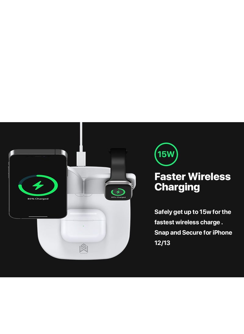 Generic - 5 in 1 Magnetic Wireless Charger 15W Fast Charging Station Phone Holder For Magsafe iPhone 16 15 14 13 12 Pro Max for Apple Watch Airpods Compatible Multiple Device Charger Night Table lamp Stand (B - Image 1