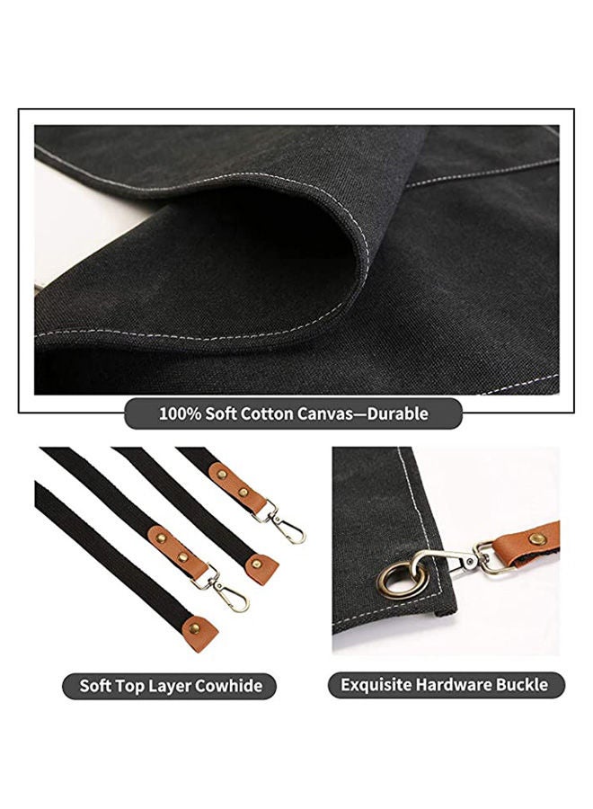 عربست مريلة شيف للرجال والنساء مع جيوب كبيرة، مريلة ظهر من القماش القطني مع أشرطة قابلة للتعديل، مريلة مقاومة للماء للطبخ والشواء والعمل والرسم والمطبخ والبستاني والخبز - Image 3