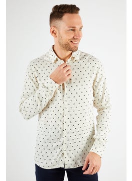THE KOOPLES Men Relaxed Fit Long Sleeve Allover Print Casual Shirt, Off White  - Image 2