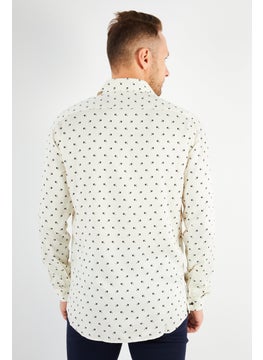 THE KOOPLES Men Relaxed Fit Long Sleeve Allover Print Casual Shirt, Off White  - Image 4