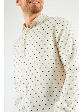 THE KOOPLES Men Relaxed Fit Long Sleeve Allover Print Casual Shirt, Off White  - Image 3