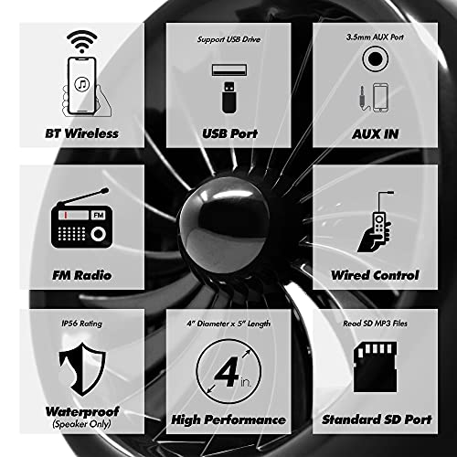 GoHawk Motorcycle Speakers and Amplifier Audio Sound System, 1000W Bluetooth Weatherproof 4 Inch Radio Audio System AUX USB SD FM Radio, Volume Control, ATV UTV Compatible - Image 2