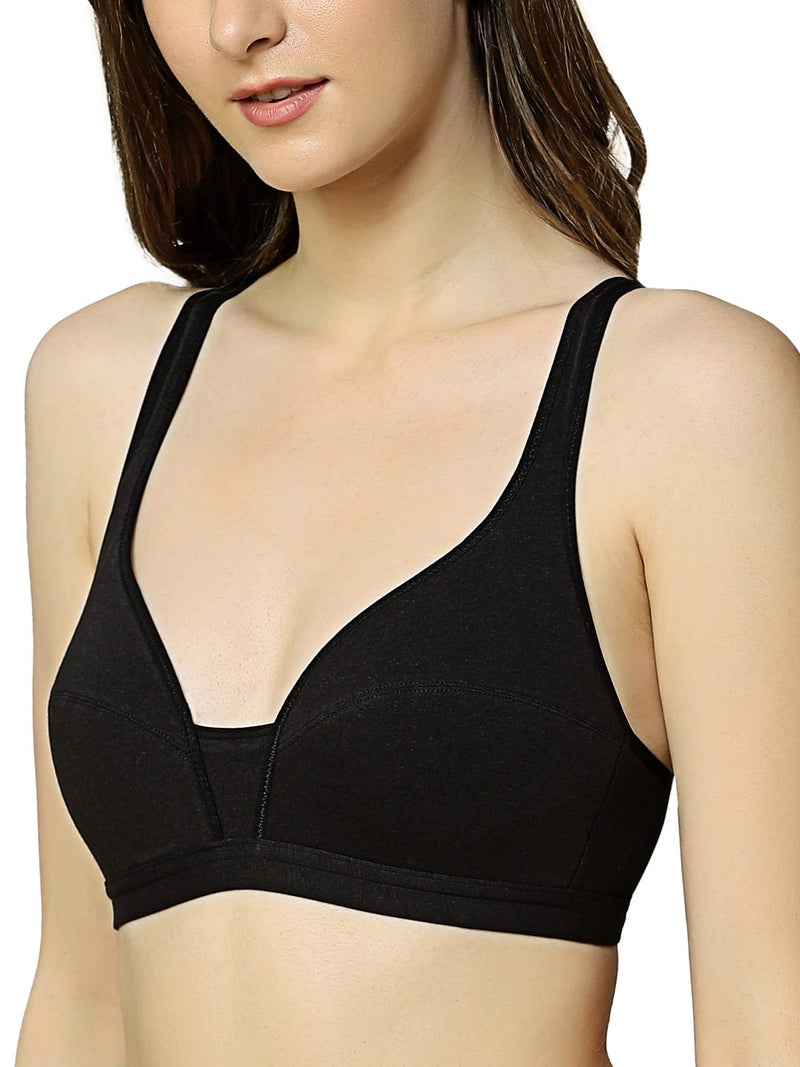 Triumph International Women’s Non-Wired Cotton Bra | Minimizer 34B, Black | Lightly Padded Full Coverage Bra for Young Girls & Teenagers | Comfortable Everyday Innerwear | Pack of 1 - Image 2