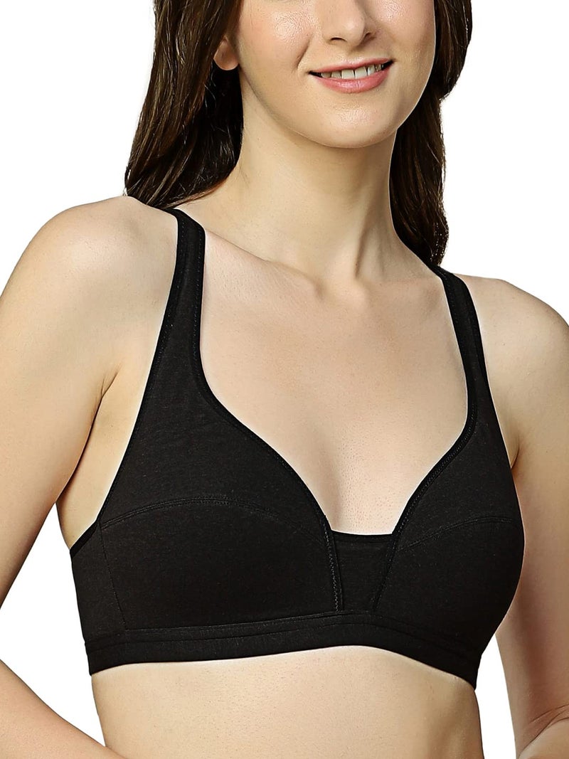 Triumph International Women’s Non-Wired Cotton Bra | Minimizer 34B, Black | Lightly Padded Full Coverage Bra for Young Girls & Teenagers | Comfortable Everyday Innerwear | Pack of 1 - Image 1