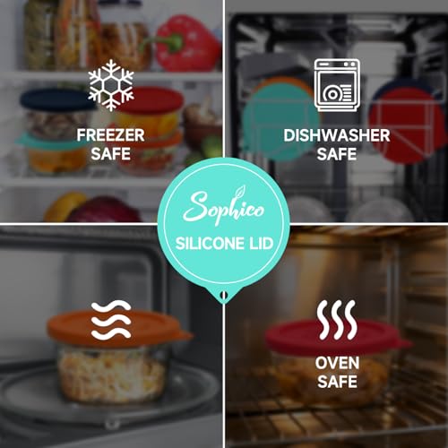 Sophico 4 Cup Round Silicone Storage Cover Lids Replacement for Anchor Hocking and Pyrex 7201-PC Glass Bowls (Container not Included) (Navy blue-Mint) 4 Pack - Image 5