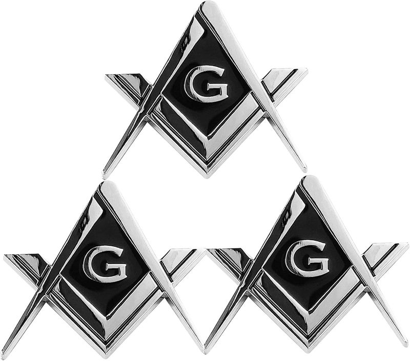 CREATRILL 3 Pack Chrome Plated Masonic Car Emblems - Image 1