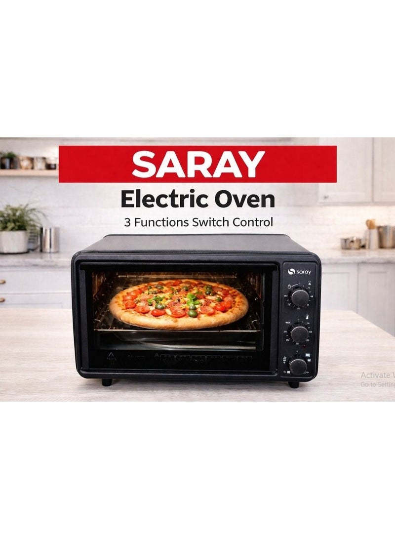 Saray Electric Oven 36L 1300W Countertop Toaster Oven with Adjustable Thermostat 50–300°C, 90-Minute Timer, 3 Heating Functions Upper & Lower, Baking Roasting Grilling with Tray and Grill Rack – MNO 103 - Image 3