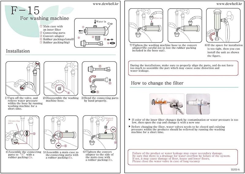 Dewbell [ ] F15 Water Filter system for WASHING MACHINE (HIGH GRADE) / Water Filter/Removes rust and Harmful substances | Made in Korea… - Image 3