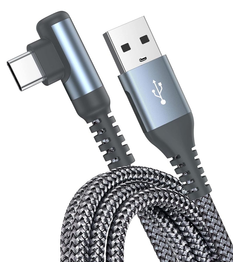 sweguard USB Type C Cable Right Angle [1-Pack,3M]-Nylon Braided Fast Charging USB C For iPhone 17 16 15 Pro Max,Samsung Galaxy S25 S24 S23 S22 S21 S20 S10 A53, Note Flip Pixel LG More USB C Device - Image 1