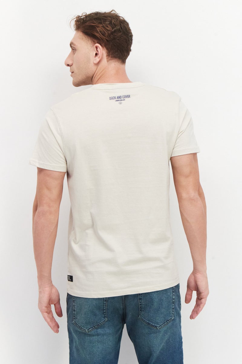 DUCK AND COVER Men Crew Neck Short Sleeve Graphic T Shirt, Beige - Image 2