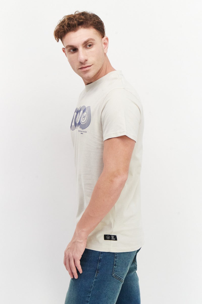 DUCK AND COVER Men Crew Neck Short Sleeve Graphic T Shirt, Beige - Image 4