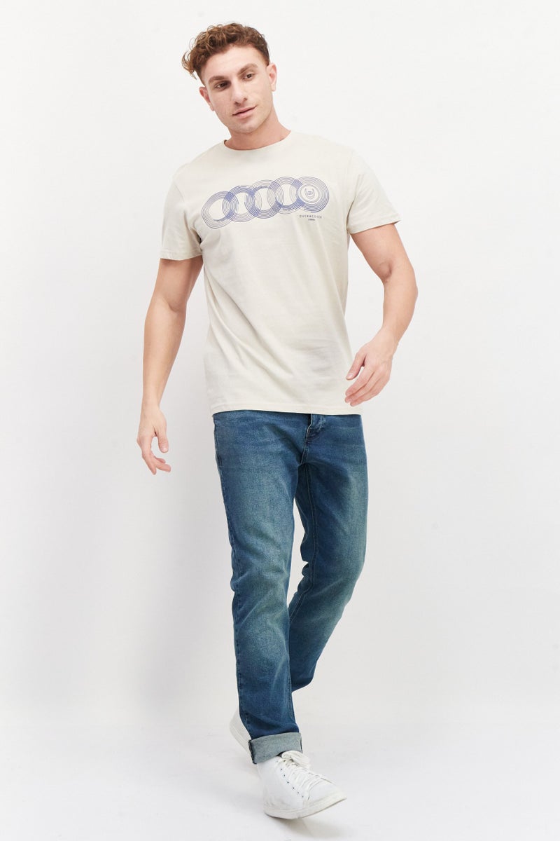 DUCK AND COVER Men Crew Neck Short Sleeve Graphic T Shirt, Beige - Image 3