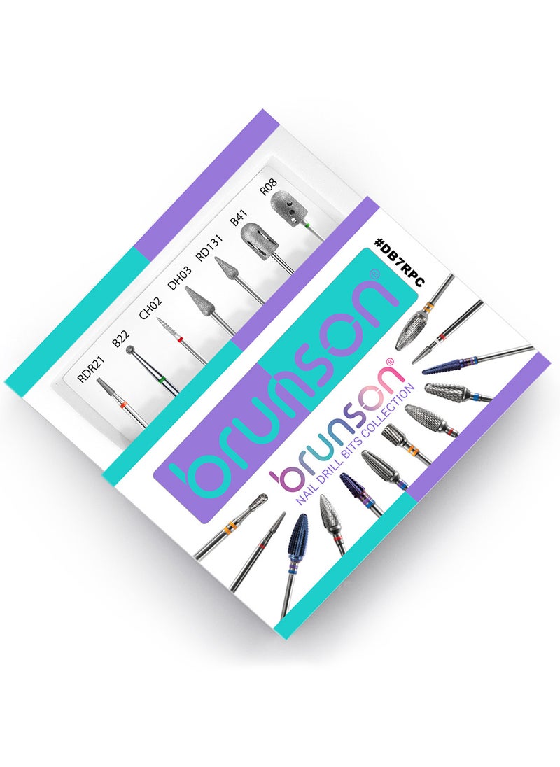 brunson Nail Drill Bits Sets Diamond Cuticle Electric Nail File and Carbide Acrylic Gel Nail Bit Kit for Manicure Pedicure Nail Grinding Heads Acrylic Nail Art Tools 