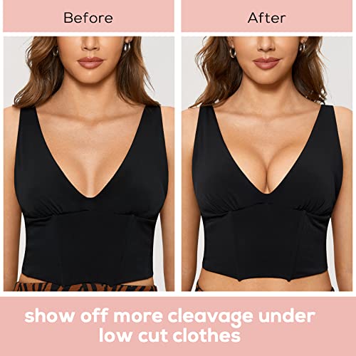 DOBREVA Women's Plunge Bra Deep V Sexy Underwire Low Cut Bras T Shirt Cleavage Lightly Padded Black 38AA - Image 5