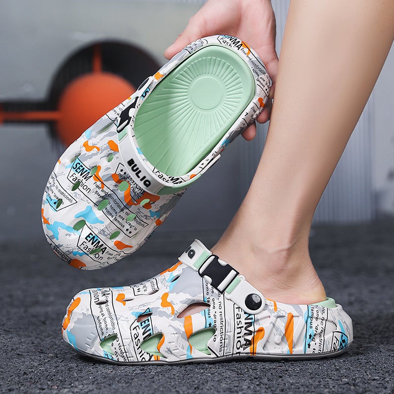 Dropshipping Clogs For Men And Women, Graffiti Design, Summer Couple'S Outdoor Sandals, Soft Beach Parent-Child Style Children'S Slippers - Image 2