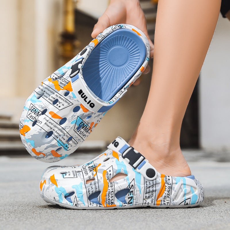 Dropshipping Clogs For Men And Women, Graffiti Design, Summer Couple'S Outdoor Sandals, Soft Beach Parent-Child Style Children'S Slippers - Image 3