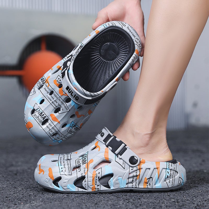 Dropshipping Clogs For Men And Women, Graffiti Design, Summer Couple'S Outdoor Sandals, Soft Beach Parent-Child Style Children'S Slippers - Image 4