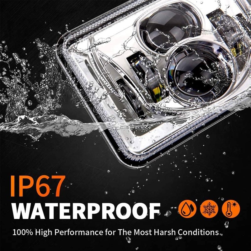 Z-OFFROAD 2pcs 60W 4x6 LED Headlights DOT Approved for Trucks - Chrome - Image 4