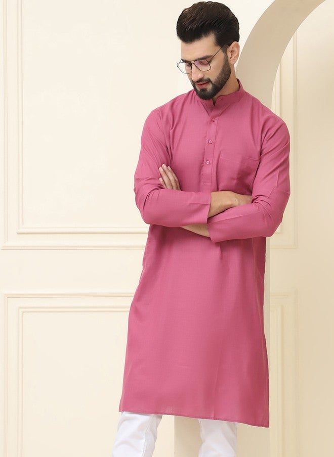 Sojanya Pink Solid Straight Kurta for Men - Image 1