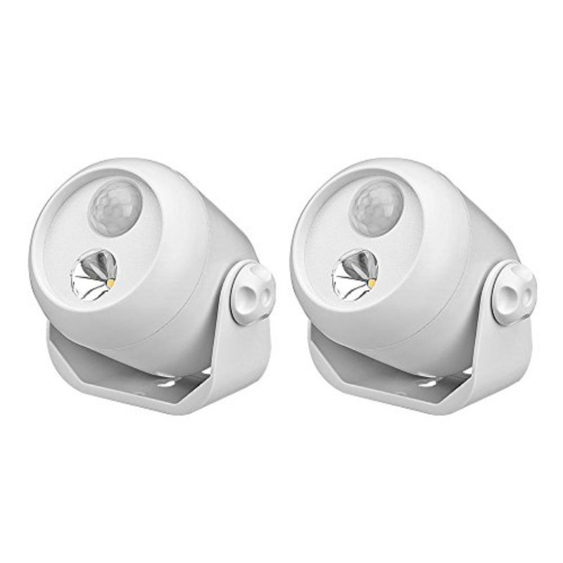 MB302 Wireless LED Mini Spotlight with Motion Sensor and Photocell, 80-Lumens, White, 2-Pack - Image 1