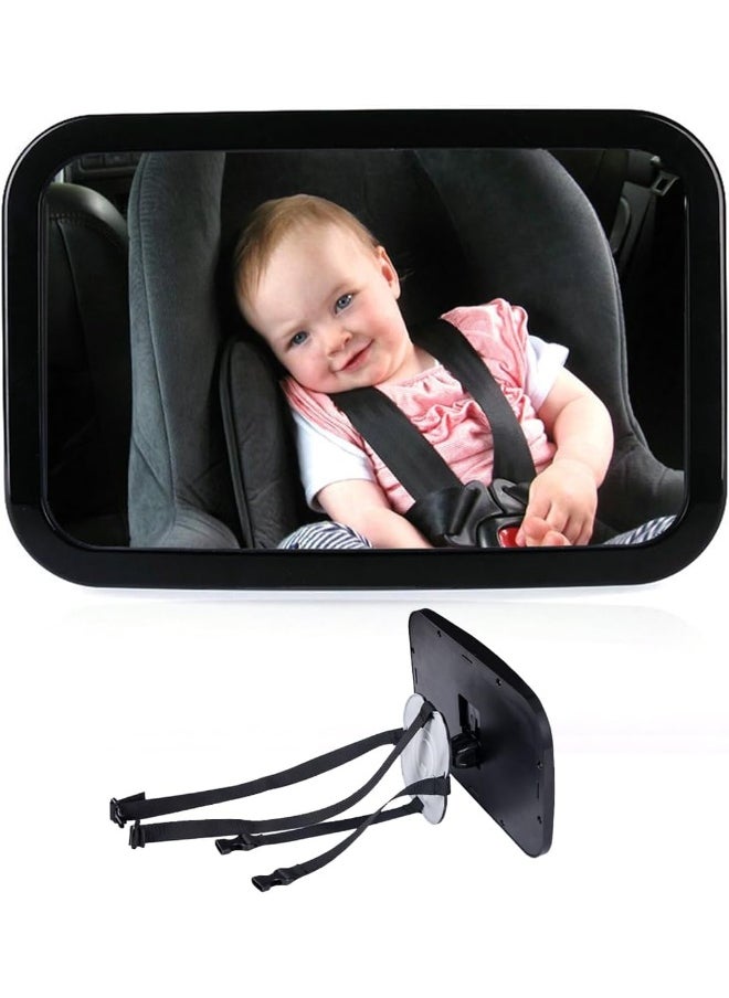 ECVV ECVV Backseat Baby Car Mirror, Rear View Mirror for Babies, Toddlers, Pet, Newborn 360° Rotation Clear Wide Angle View, Acrylic Shatterproof, Headrest Double Adjustable Strap Detachable  - Image 1