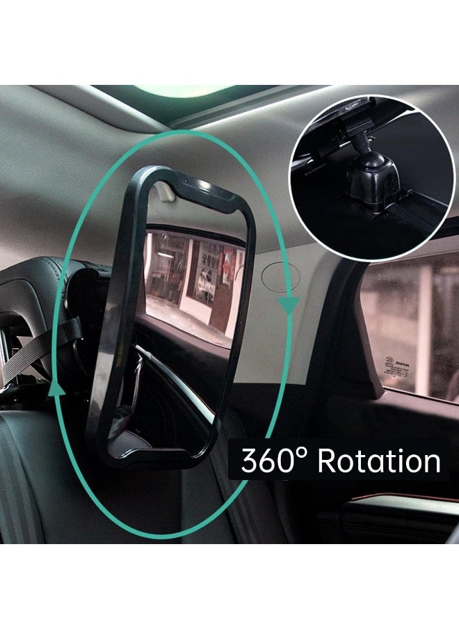 ECVV ECVV Backseat Baby Car Mirror, Rear View Mirror for Babies, Toddlers, Pet, Newborn 360° Rotation Clear Wide Angle View, Acrylic Shatterproof, Headrest Double Adjustable Strap Detachable  - Image 3